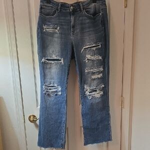 Judy Blue Distressed Boot Cut Jeans With One Button Zipper Closure Size 16w
